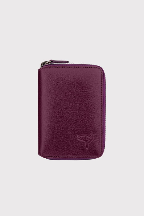 Zoozie Bags Tarjetero de Cuero Auténtico Color Damson Red